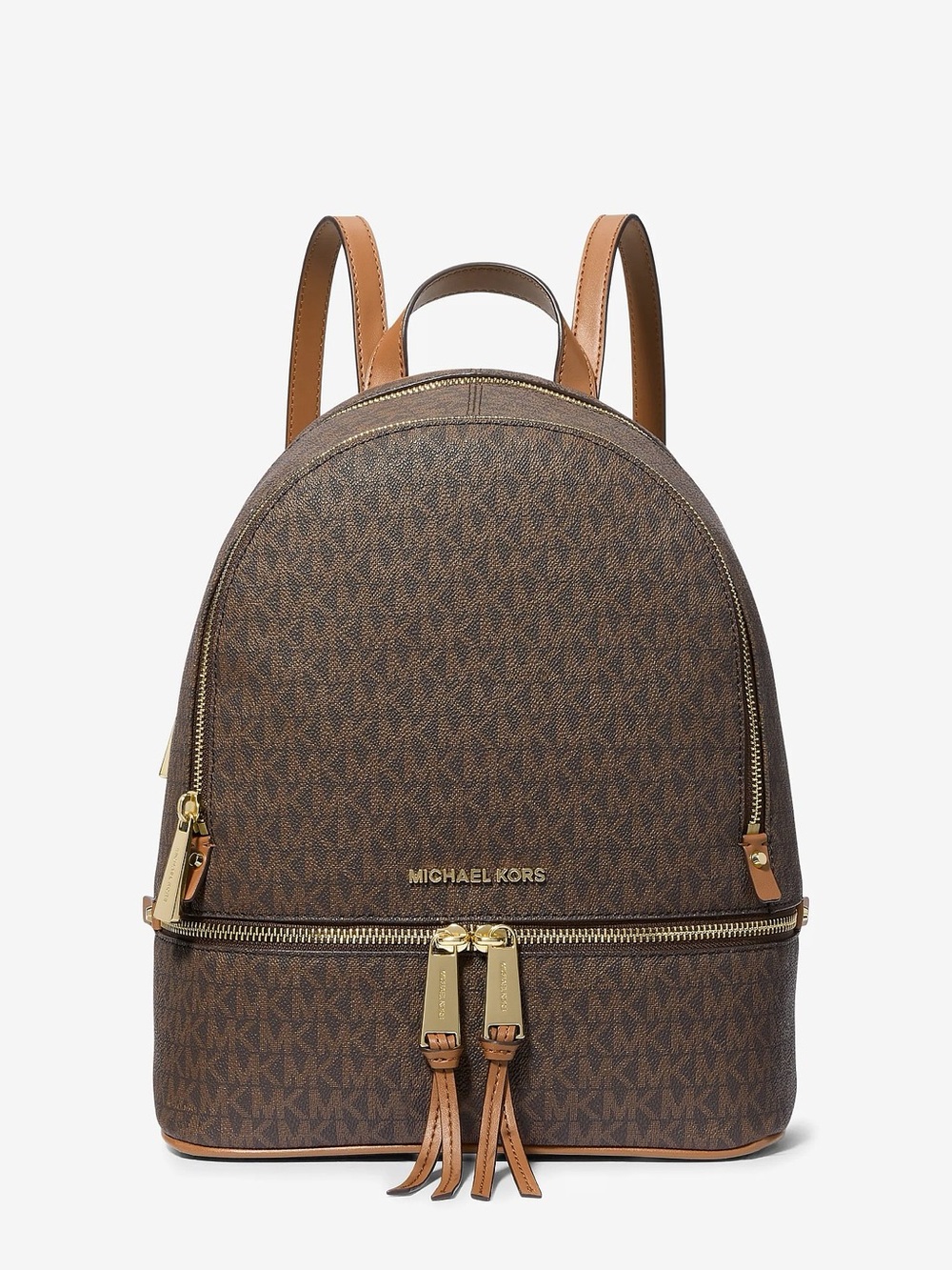 Michael Kors Brown MK Logo Backpack with Gold Hardware